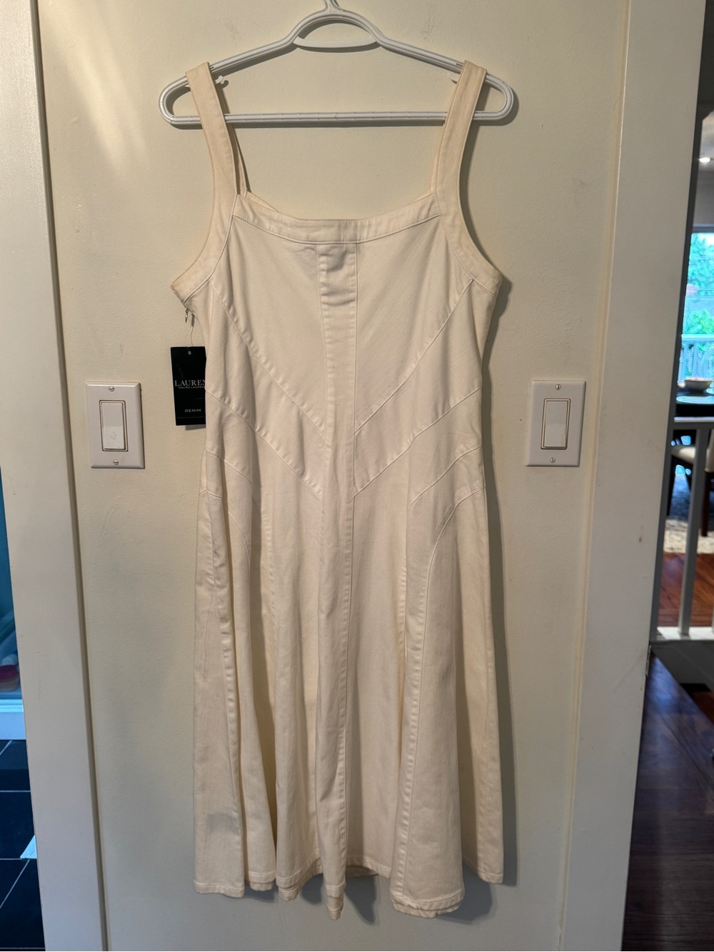 Ralph Lauren Cream A-Line Midi Dress with V-Neck Straps - Picture 4 of 4